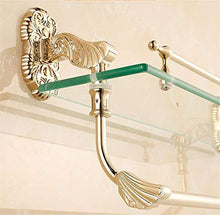 GJJSZ Mensola in Vetro Oro Europeo Porta Asciugamani da Bagno a Parete,mensola da Bagno 53 * 14 * 22 cm