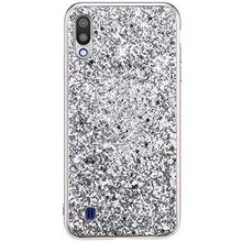 Saceebe Compatibile con Galaxy M10 Custodia Silicone TPU Paillettes Glitter Strass Silicone TPU Case PC Coperture [placcatura bordo] Bumper Case Ultra Sottile Antigraffio,argento&