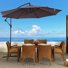 Outsunny Ombrellone da Giardino a Braccio Deluxe Inclinabile con Manovella, in Acciaio e Poliestere Φ3m, Marrone
