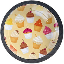 Delicious Cupcakes Cherry Yellow Pomelli per Porta Set di 4 Pomelli per Mobili Manopole per Cassetti Cucina Armadio Vetro