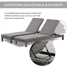 Outsunny Set 2 Sdraio da Giardino Cuscino Imbottito Regolabile su 6 Livelli in Rattan 196x65x22 cm Grigio