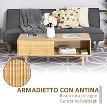 HOMCOM Tavolino da Salotto Caffè Stile Nordico con Anta e Vano Aperto, Mobile Basso Moderno Colore Legno, 110x50x41.5cm