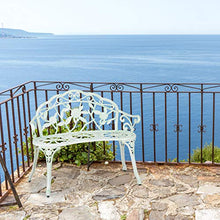 Relaxdays Panchina in Ghisa, 2 Posti, da Esterno,Terrazzo, Giardino, Ferro Stile Antico, 78 x 98 x 55,5 cm, Bianco/Verde