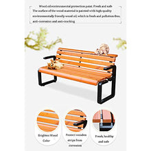 Panchina da esterno in ghisa, seduta in legno massello, con schienale, poltrona, panchina da terrazza, sedia a schiera da giardino anti-corrosione e resistente al sole, per giardino/ veranda / balco