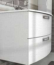 Mobile bagno sospeso moderno Comfort bianco, misura cm 100, con specchio led, lavabo e colonna