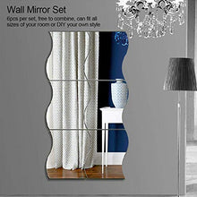 Fdit 6Pcs / Set Adesivo per parete a specchio Combinazione di decorazioni domestiche per bagno a forma di onde
