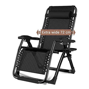 Hfyg Lettino Prendisole Sedia da Giardino reclinabile Nera Sedia da Giardino Pieghevole per Esterno Sedia a Sdraio a gravità Zero Supporta Fino a 200 kg Chaise Longue