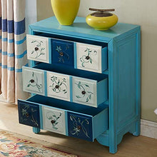 ZzheHou Cassettiera Painted Tre Cassetti Antico Dipinto A Mano Vecchi Armadi Veranda Soggiorno Governo di Immagazzinaggio Robusto Durevole Semplice E Grazioso (Color : Blue, Size : 69x37x80cm)