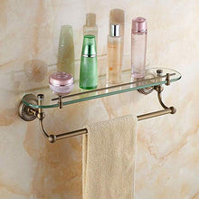 BNyszwj Mensola Bagno Tutta in Ottone Retro a Muro Staffa in Vetro Mensola portasciugamani