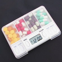 Unial - Scatola per pillole a 4 griglie per medicinali, scatola di immagazzinamento elettronico, per promemoria, medicine, sveglia, timer e pillole