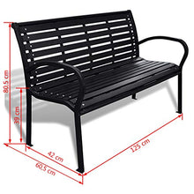 vidaXL Panca da Giardino con Telaio Nera in Acciaio Sedia Panchina da Esterno