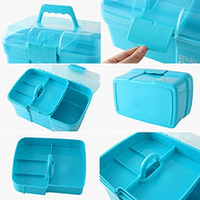 Ovitop Scatola Medica a Doppio Strato con Coperchio Scatola di Immagazzinaggio Medico Soccorso Kit di Pronto Soccorso Domestico Portatile-Blu