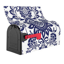 Copertura magnetica damascata per cassetta delle lettere blu e bianco dal design unico, per decorazione giardino, cortile, dimensioni standard 53 x 45 cm