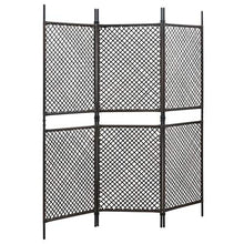 E E-NICES Paravento a 3 Pannelli in Polyrattan Marrone 180x200 cm