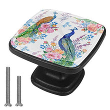 Pavoni e fiori 4 PCS Pomelli per Porta, Pomolo per Mobile, Pomelli per Mobili con Viti, Maniglia per Armadietto, Pomelli per Porta, Pomelli per Cassetti per Porta, Armadio, Cassetto e Credenza