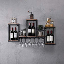 Rastrelliere per bicchieri da vino A parete vino scaffale di metallo di ferro for Bar Wine Glass Holder pensili cubo di legno Mensola Organizzazione e conservazione per l'arredamento ( Color : A )