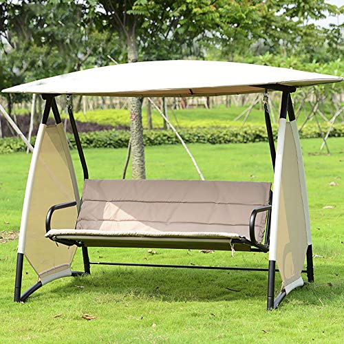 ZDYLM-Y Dondolo da Giardino con Tettuccio Panchina da Giardino a 3 posti con Cappa Staccabile, Portata 400 kg, per Cortile terrazza