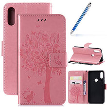 Robinsoni Custodia Compatibile con Xiaomi Play Cover Folio a Fogli Mobili Cover Libro Pelle PU Case Taccuino Cover Portafoglio Custodia Libretto Retro Flip Caso Gatta in Rilievo Cover,Rosa
