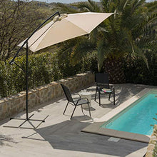 Ombrellone da Giardino Decentrato, Ombrellone Terrazzo, Balcone, Ombrellone Parasole Regolabile, Chiusura a Manovella con Base a Croce, Colore Beige 3 Metri x 2,47 Metri