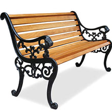 outdoor furniture Panca da Giardino panchina in ghisa per Esterni, Sedili da terrazza in Legno massello anticorrosivi Resistenti alle intemperie, Panchina in Struttura Metallica Rinforzata