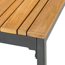 BANDOL 6122 - Set di 1 tavolo da pranzo con 2 panche in metallo e legno di acacia da 4 a 6 posti
