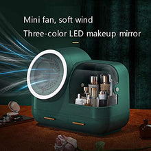 Portaoggetti per organizer per trucco, Contenitore per cosmetici con luce da specchio a LED dimmerabile e ventilatore, Scatola per gioielli Specchio portaoggetti per,Pink