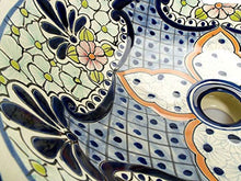 Celaste – Lavandino messicano in ceramica – Cerames | Vasca 40,5 cm x 15 cm | Lavabo da appoggio in Messico per bagno, ospiti, WC