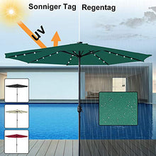 Asina 350cm Ombrellone da Giardino in Poliestere Protezione Solare UV con Manico da 38mm e 32 LEDs Ombrelloni per Balcone Patio attività all'aperto(Beige)