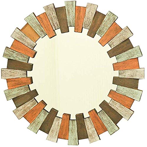 Pyrojewel. Trucco Specchi Retro rotonda della stanza da bagno Specchio specchio appeso |Circle Parete Vanity trucco e specchio da rasatura |Specchio decorativo Holder |A base di legno specchio Pannell