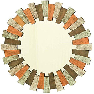 Pyrojewel. Trucco Specchi Retro rotonda della stanza da bagno Specchio specchio appeso |Circle Parete Vanity trucco e specchio da rasatura |Specchio decorativo Holder |A base di legno specchio Pannell