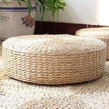 Zhipang - Tappetino da yoga in rattan, rotondo, in stile giapponese, 45 cm, cuscino piatto in tessuto, per meditazione e preghiera, riposo, yoga, pratica