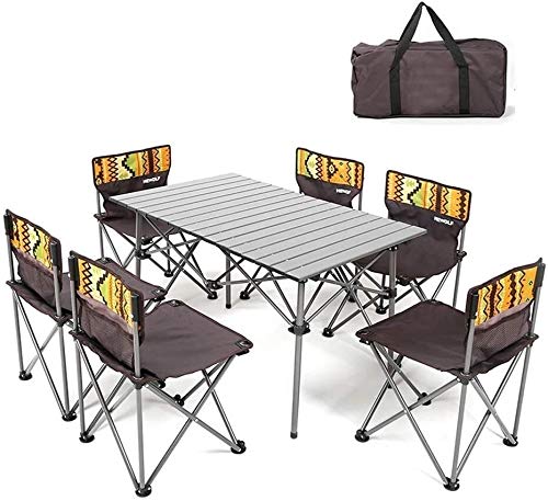 YYhkeby Tavolo Pieghevole Tavolo Pieghevole da Esterno Tavolo e Sedia Set Picnic Portatile Tavolo da Picnic 7 Pezzi Set da Tavolo e sedie per Il Tempo Libero per Auto all'aperto F (BBQ) Jialele