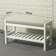 YANG Cambio di Scarpe Panca Shoe Rack Imbottito Poggiapiedi Sedile Pouf in Legno ottomano con Copertina in Lino Estraibile, Carico Massimo 200kg, 85x30x41CM