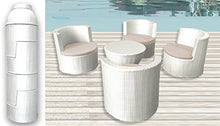 Bagno Italia Set 4 poltrone Bianco Marrone Scuro Cuscino Beige tavolino Rattan arredo Moderno Giardino Piscina Esterno I