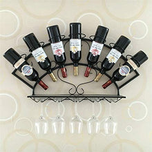 RINGLICHT F Ferro Battuto Wall Hanging Wine Rack Decorazione, Wine Rack Bottiglia, Wine Rack Rack, Decorazione Parietale Calice Rack, Mensole A Muro Hanging Sospensione Portabicchieri