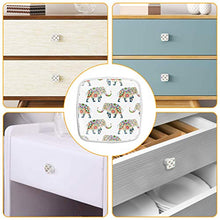 Set di 4 maniglie rotonde per armadio da cucina, credenza, cassettiera, cassettiera, con viti, per cucina, comò, armadietto, bagno, guardaroba, stile boho africano elefante sfondo bianco