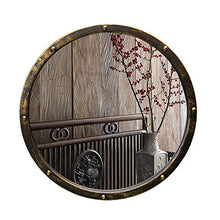 SHU XIN Specchio da Bagno retrò in Ferro battuto Specchio da Bagno angosciato Specchio da Bagno Rotondo Antico Art Specchio Rotondo Specchio da Lavaggio Diametro 50 cm