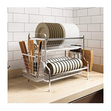 LYM &ripiano di stoccaggio Scaffale di stoccaggio in Acciaio Inossidabile, Scolapiatti a Pavimento Scaffale di stoccaggio Forniture da Cucina Scaffale -2 Strati Scaffale di Finitura