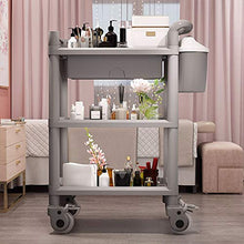 Quattro Ruote portatile strumento di archiviazione Carrello Scaffale, salone di bellezza in plastica cremagliera mobile luce e conveniente grande salone di bellezza a casa taglio di capelli grigio 54X