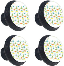 Dinosauri colorati Pattern Verde Blu Arancione Giallo Pomelli per Porta Set di 4 Pomelli per Mobili Manopole per Cassetti Cucina Armadio Vetro