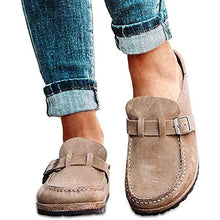 AFANG Donna Scamosciata Slip on Sandali, Piatto Punta Tonda Pantofole Passeggio Senza Schienale Scarpe Casual Comodi Sandali Tinta Unita Moda Pantofole,D,40