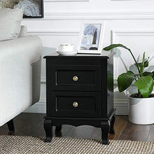 SONGMICS 2 Comodini, Organizzatore da Camera da Letto con 2 Cassetti, in Legno con Solide Gambe in Legno di Pino, Stoccaggio Spazioso, Nero RDN012BK