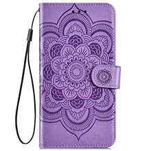 URFEDA Pelle Libretto Custodia Compatibile con Galaxy A11 Cover Libretto Portafoglio 3D Girasole Fiore Di Mandala Case Antiurto Cover Silicone Morbido Custodia Magnetico Taccuino Flip Custodia Viola