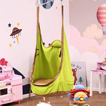 Outsunny Amaca per Bambini da Interno o Esterno, Sedia Sospesa a Sacco Portatile in Cotone Verde e Marrone, 75x55x140cm