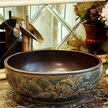 WEHOLY Lavabo in Resina Lavabo da Incasso Ovale in Pietra Naturale Rotondo Lavabo Piccolo retrò Lavabo Jingdezhen Ceramica Hotel Lavabo antispruzzo