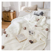 Coperte Ciniglia Lavorate A Maglia Pompon Carini Autunno Inverno Coperta Ponderata Calda Accogliente Divano Letto Casual Tranquillità (Color : Beige, Size : 130x160cm)