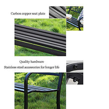 Necessità quotidiane Panchina da giardino con patio da 51 pollici Sedile intagliato in metallo per esterni, panchina in metallo per parco con braccioli e schienale, mobili da giardino con veranda sul