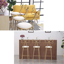 YS Sedia Sgabello da Bar Sedile da Bar, Creativo Iron Art Nordic High Butterfly Knot Schienale Cuscino in Spugna da Pranzo con Poggiapiedi Modern Restaurant Pub Counter,75 cm
