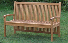 Teako Design - Panchina da giardino Pescara in legno massiccio di teak, larghezza 150 cm, con cuscino per seduta, colore: Blu