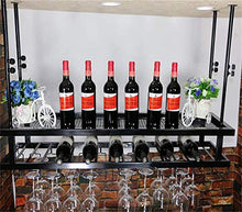 Scaffale da parete classico a 2 ripiani in ferro metallo per vino, mensola da parete a soffitto, porta bottiglie di vino e bicchieri da appendere (dimensioni: 50 x 30 cm)